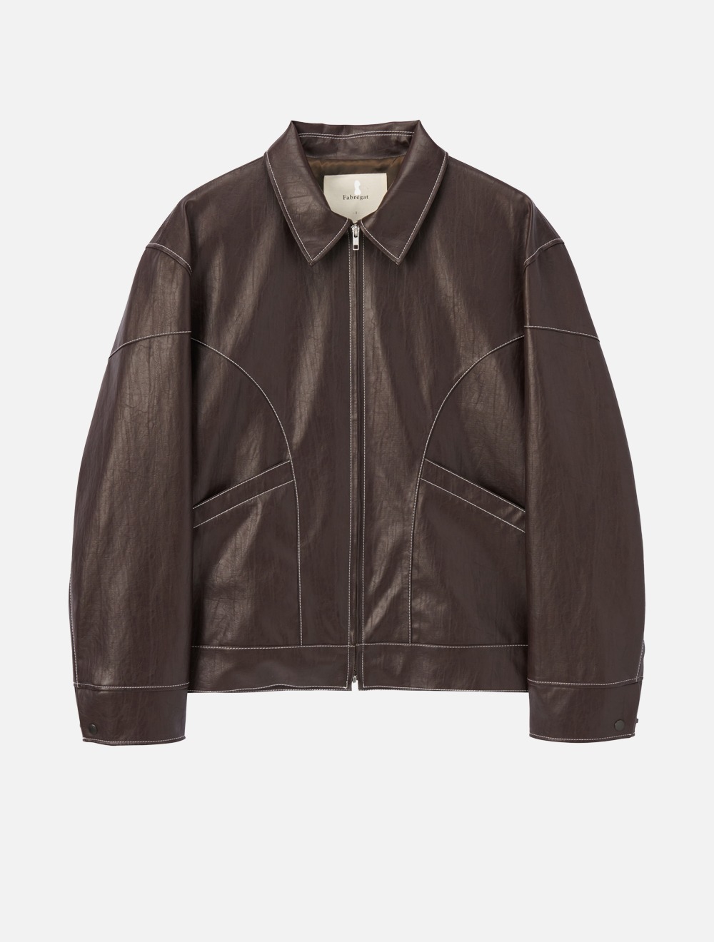 David Stitch Pocket Leather Jacket (Dark Brown)