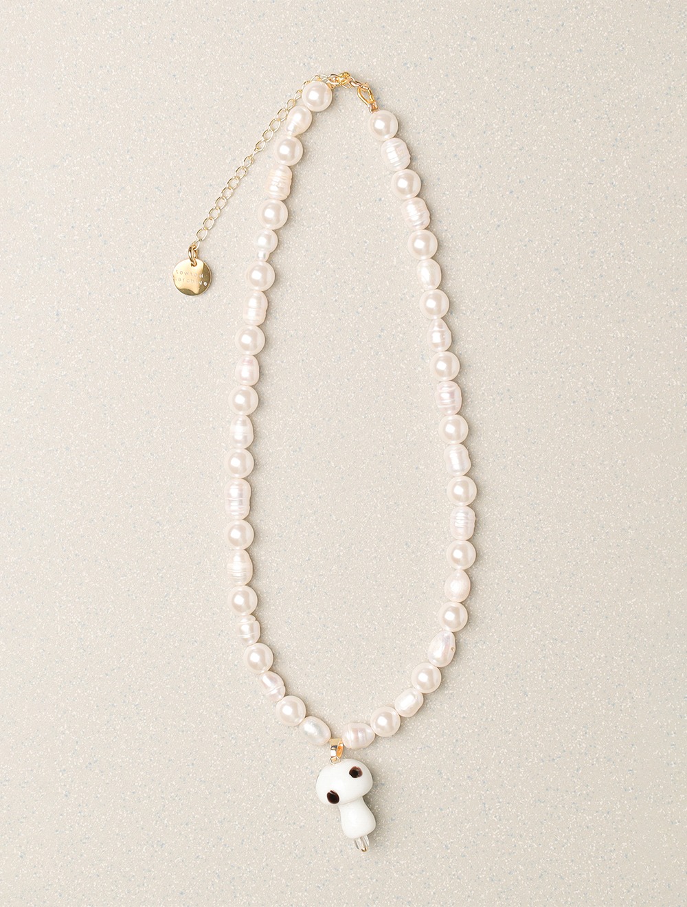 MUSHI-DANGLE NECKLACE-WHITE : ARCHIVE-012