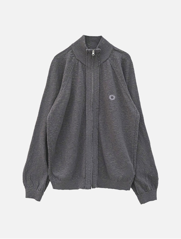 PEBBLE KNITTED ZIP-UP (GREY-CHARCOAL)