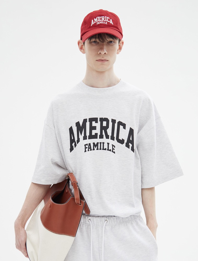 AMERICA LOGO OVER FIT T-SHIRT(GREY)