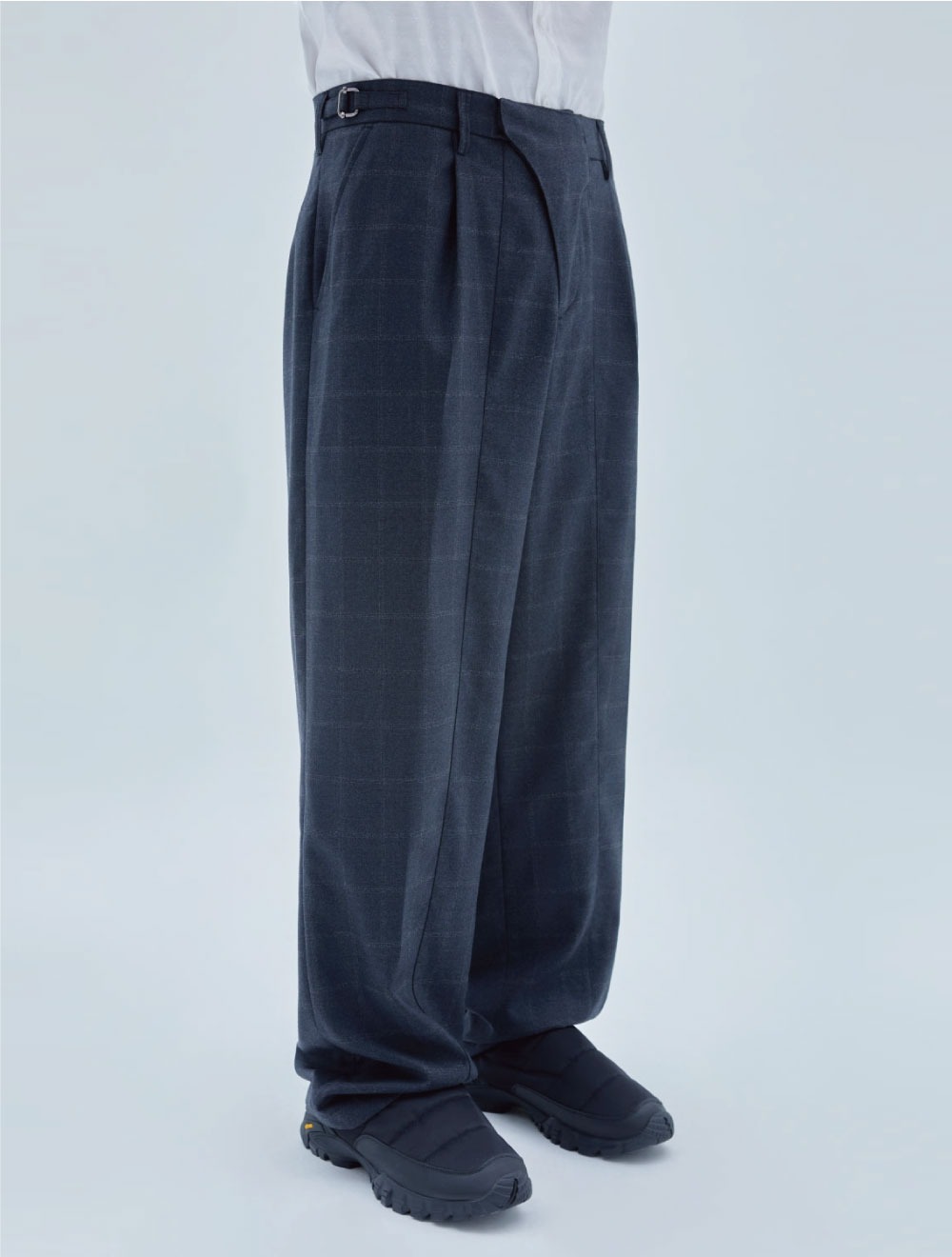 CURVED FRONT TROUSERS (CHECK GRAY)