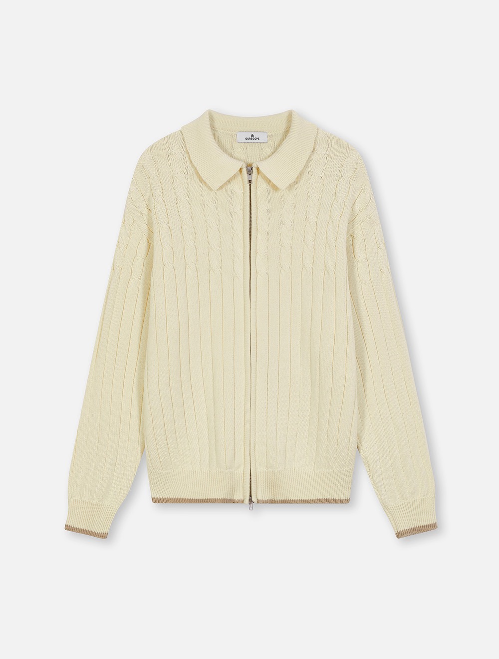 Cano Cable Zip-up Knit (Cream)