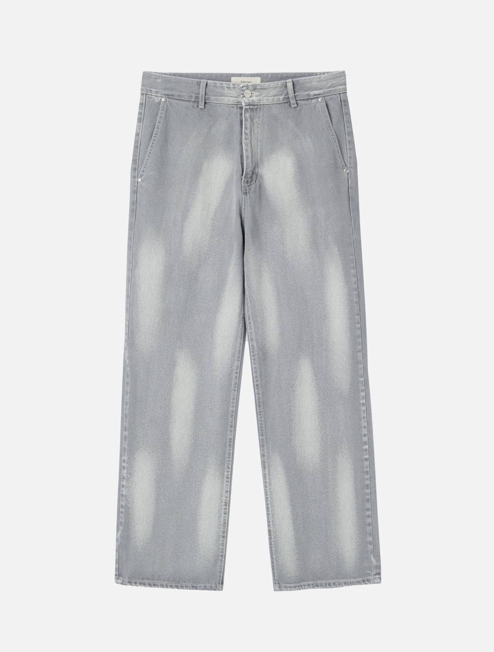 Bleach Fading Semi Wide Denim Pants (Light Grey)