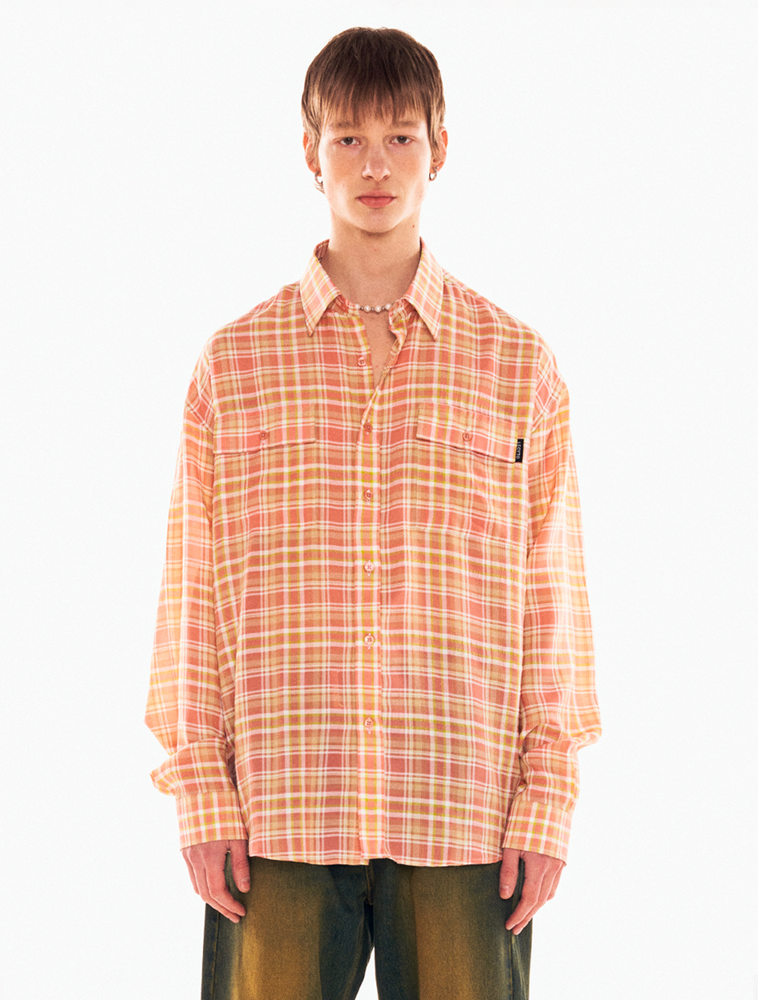 OVERFIT RETRO CHECK SHIRTS_[PINK]