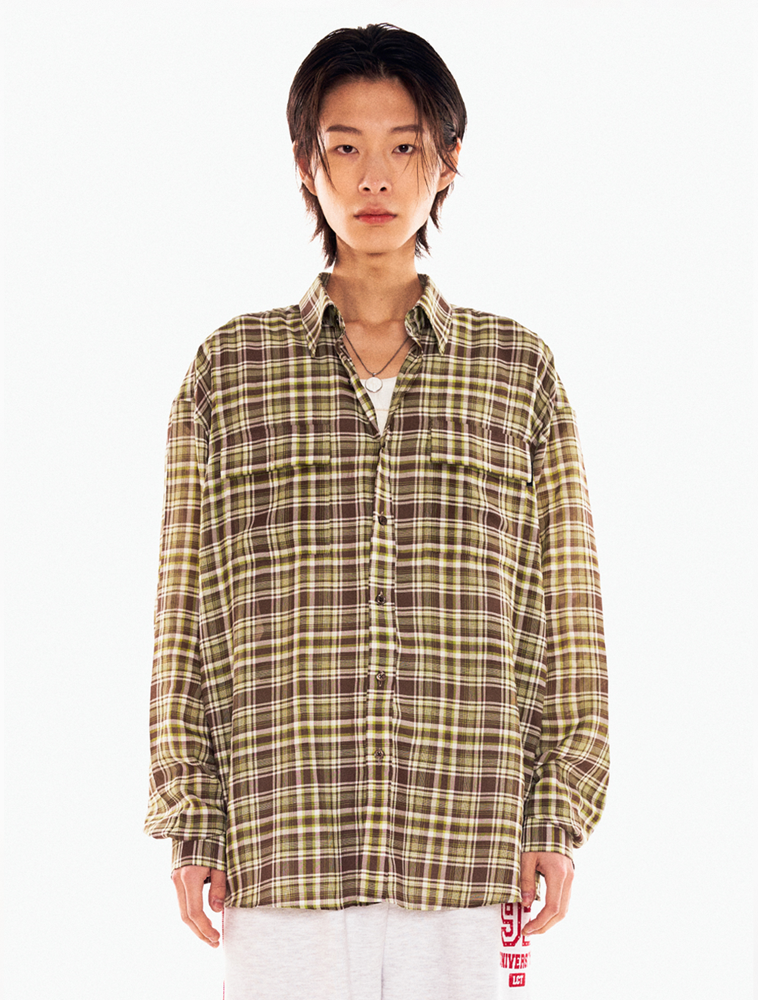OVERFIT RETRO CHECK SHIRTS_[BROWN]
